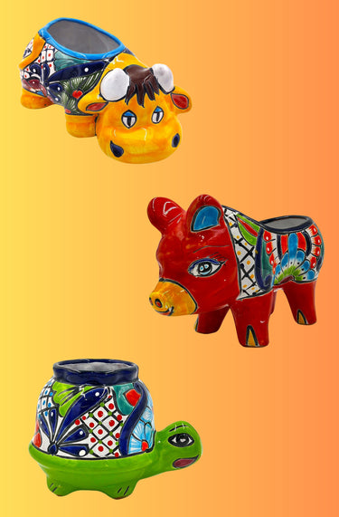 Mexican Talavera Animal Garden Planter Collection